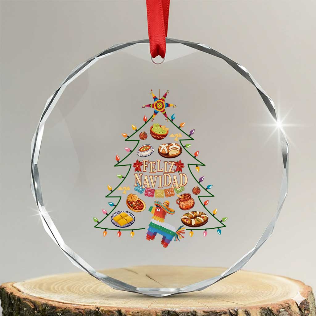 Feliz Navidad Crystal Glass Ornament Mexican Christmas Tree Fiesta TS14 Transparent Glass 3'' Circle Print Your Wear