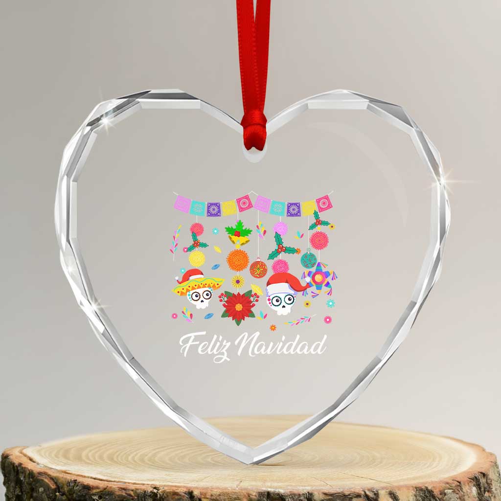 Feliz Navidad Heart Crystal Glass Ornament Funny Christmas In Mexico Sugar Skull Pinata Star TS11 Transparent Glass 3'' Heart Print Your Wear