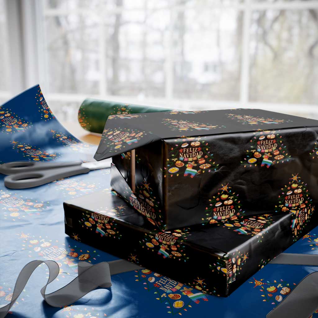 Feliz Navidad Wrapping Paper Roll Mexican Christmas Tree Fiesta TS14 Black Print Your Wear