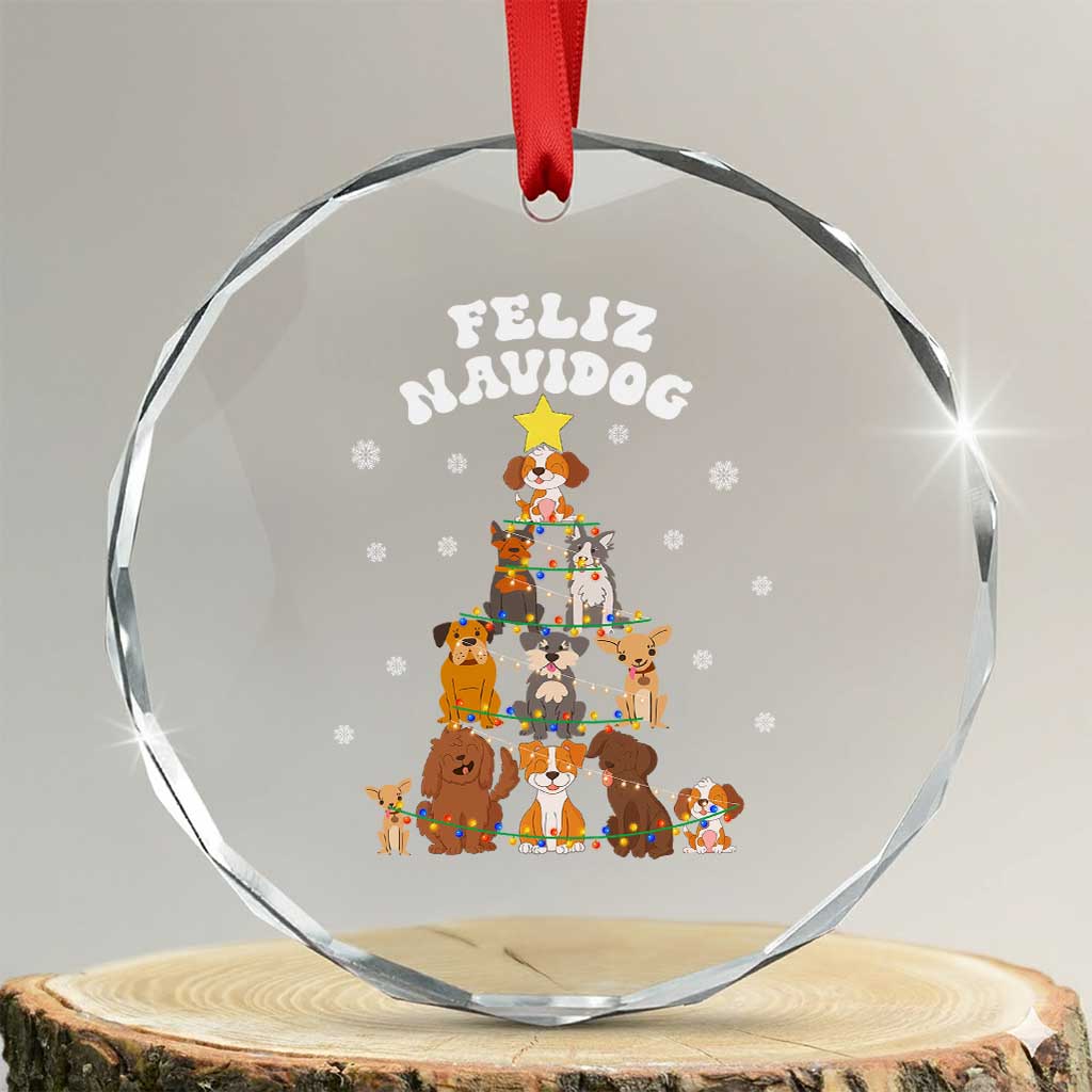 Feliz Navidog Dog Funny Xmas Crystal Glass Ornament TS09 Transparent Glass 3'' Circle Print Your Wear