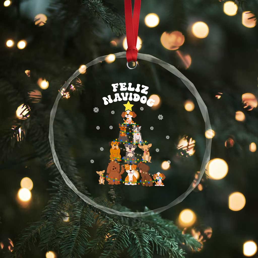 Feliz Navidog Dog Funny Xmas Crystal Glass Ornament TS09 Print Your Wear