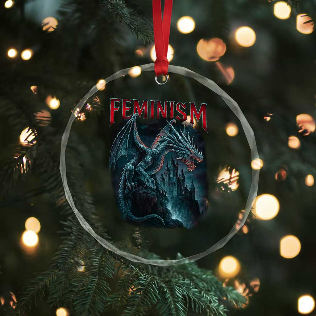 Feminism Dragon Crystal Glass Ornament Retro Vintage Gothic Fantasy Castle Feminist Empowerment TS10 Print Your Wear