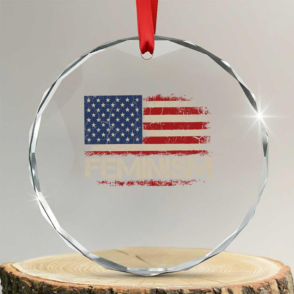 Feminism Feminist American Flag Crystal Glass Ornament Patriotic Womens Rights