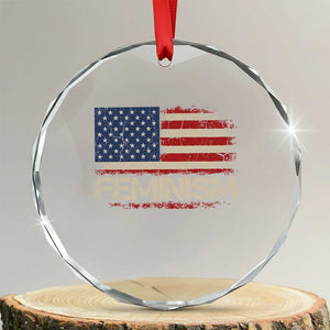 Feminism Feminist American Flag Crystal Glass Ornament Patriotic Womens Rights