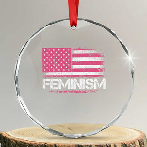 Feminism Feminist Pink American Flag Crystal Glass Ornament Patriotic Womens Rights
