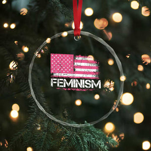Feminism Feminist Pink American Flag Crystal Glass Ornament Patriotic Womens Rights