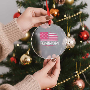 Feminism Feminist Pink American Flag Crystal Glass Ornament Patriotic Womens Rights