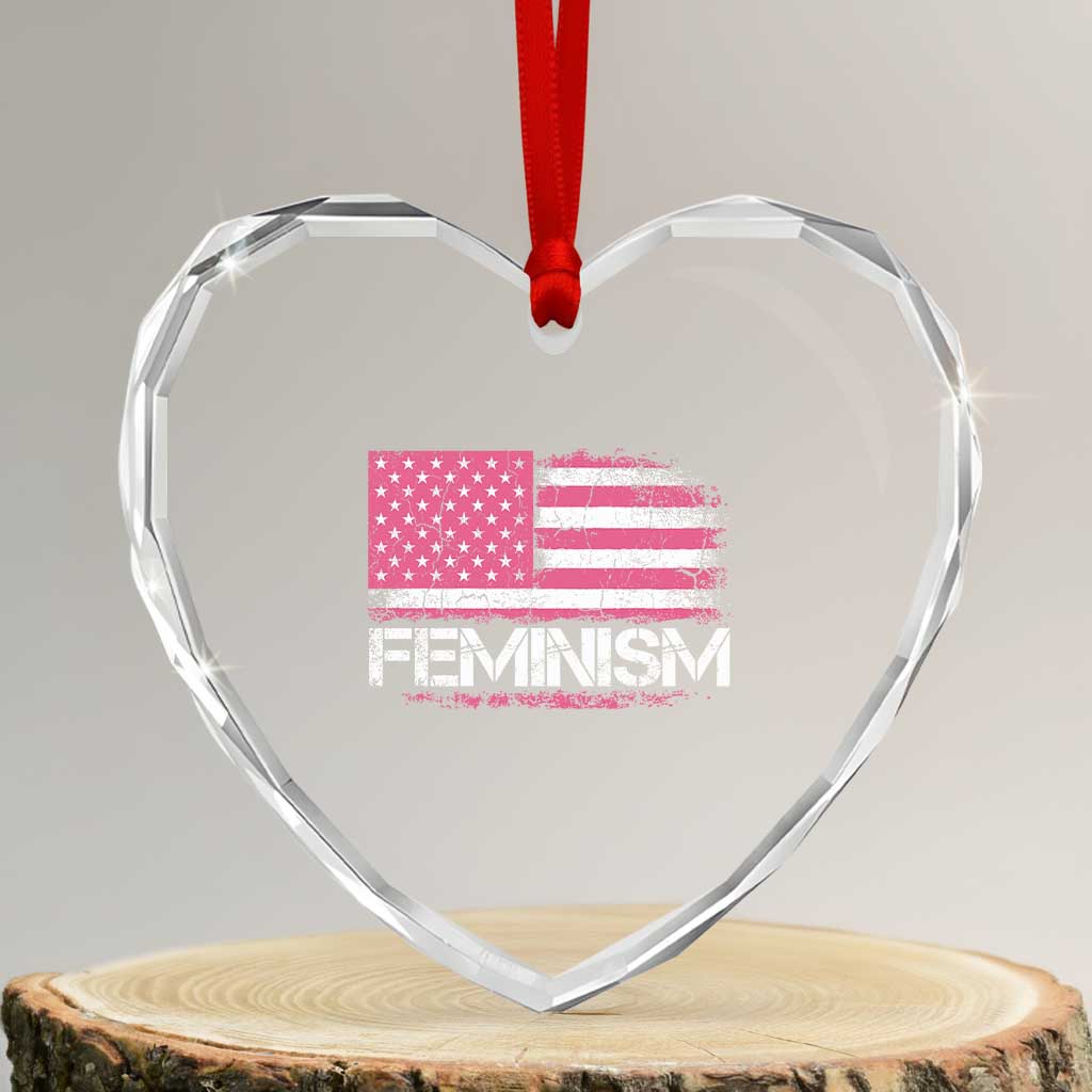 Feminism Feminist Pink American Flag Heart Crystal Glass Ornament Patriotic Womens Rights TS11 Transparent Glass 3'' Heart Print Your Wear