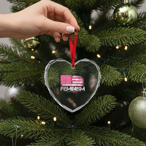 Feminism Feminist Pink American Flag Heart Crystal Glass Ornament Patriotic Womens Rights