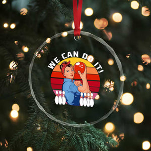 Feminist Bowling Crystal Glass Ornament We Can Do It TS12 Print Your Wear