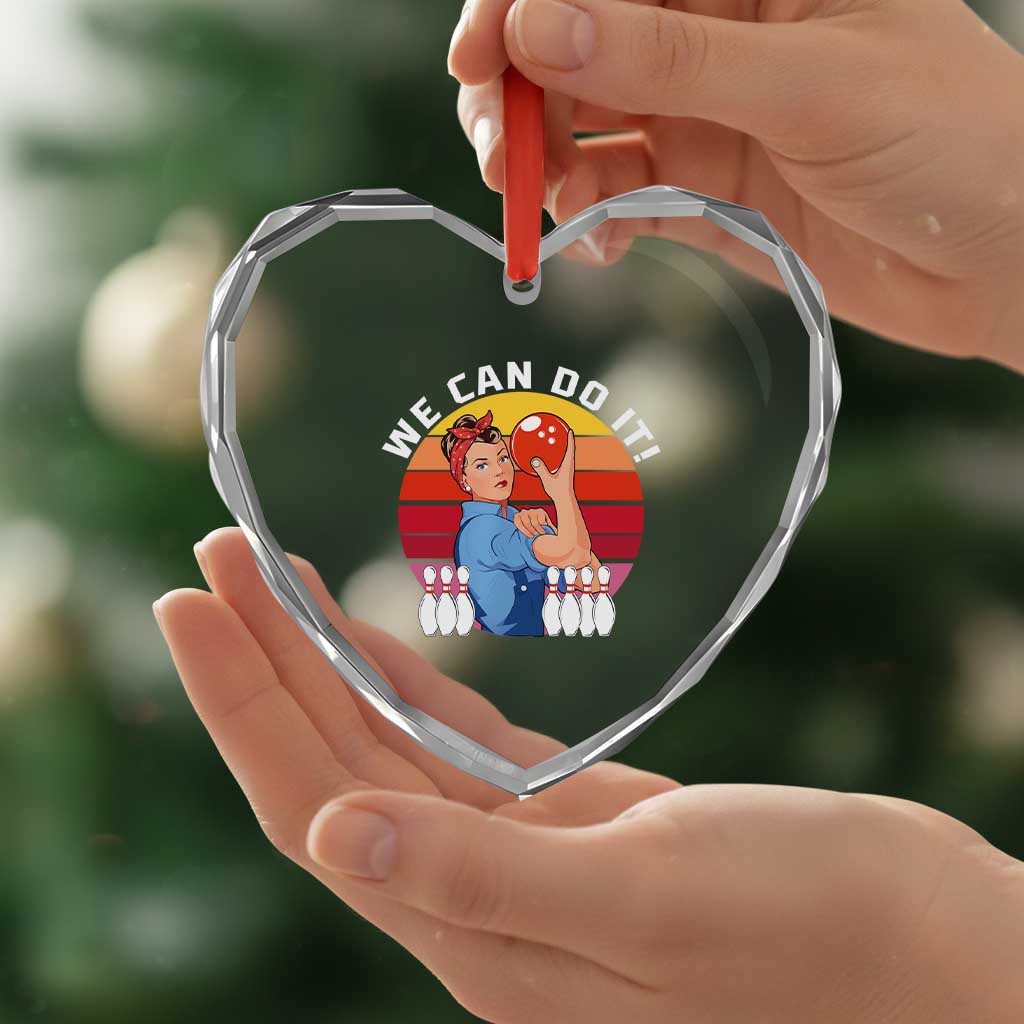 Feminist Bowling Heart Crystal Glass Ornament We Can Do It TS12 Print Your Wear
