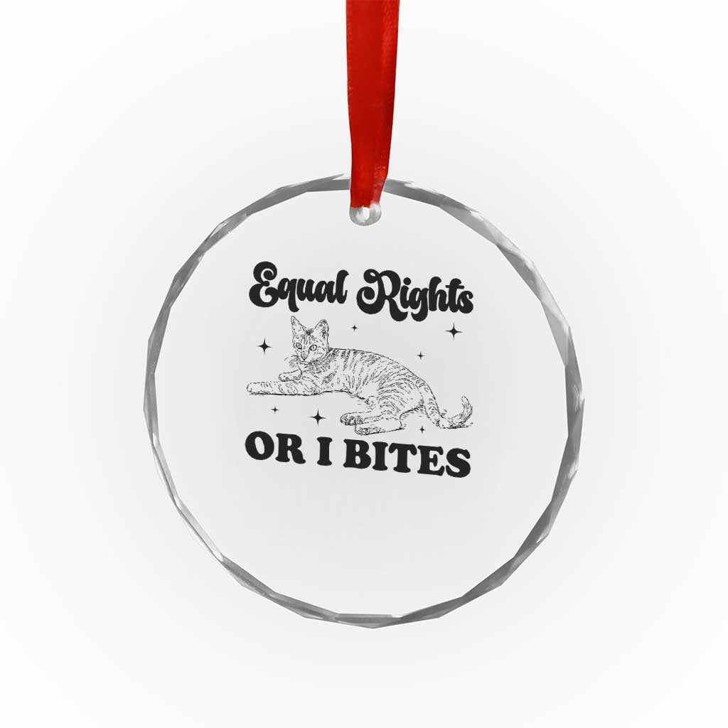 Feminist Cat Crystal Glass Ornament Equal Rights or I Bites Human Rights TS10 Print Your Wear