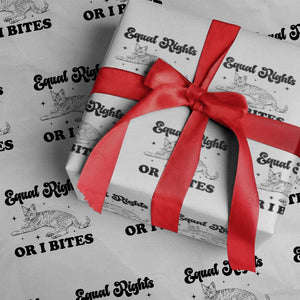 Feminist Cat Wrapping Paper Roll Equal Rights or I Bites Human Rights TS10 White Print Your Wear