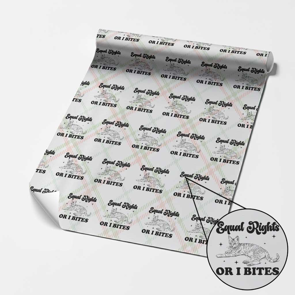 Feminist Cat Wrapping Paper Roll Equal Rights or I Bites Human Rights TS10 Christmas Plaid Print Your Wear