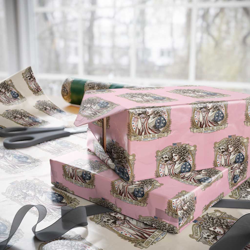 Feminist Medusa Girls Will Be Girls Wrapping Paper Roll USA 250 Anniversary Gift TS12 Light Pink Print Your Wear