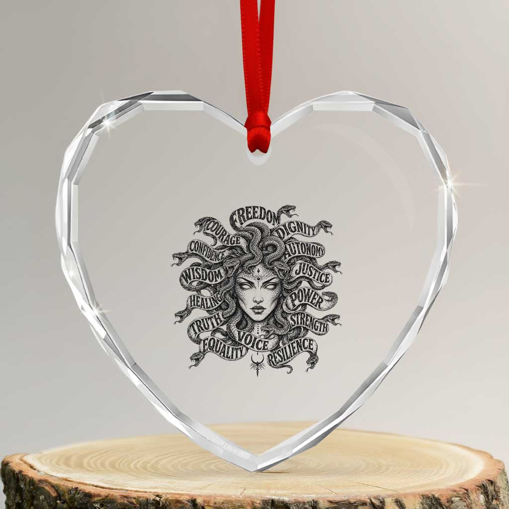 Feminist Medusa Power Snake Wisdom Equality Goth Heart Crystal Glass Ornament