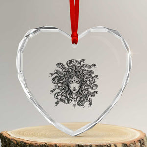 Feminist Medusa Power Snake Wisdom Equality Goth Heart Crystal Glass Ornament