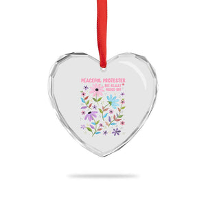 Feminist Protest Heart Crystal Glass Ornament Peaceful But Pissed Off Floral Resist TS10 Print Your Wear