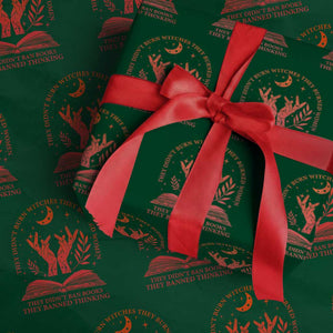 Feminist Witch Wrapping Paper Roll They Didnt Burn Witches Women Halloween Feminism TS10 Green Print Your Wear