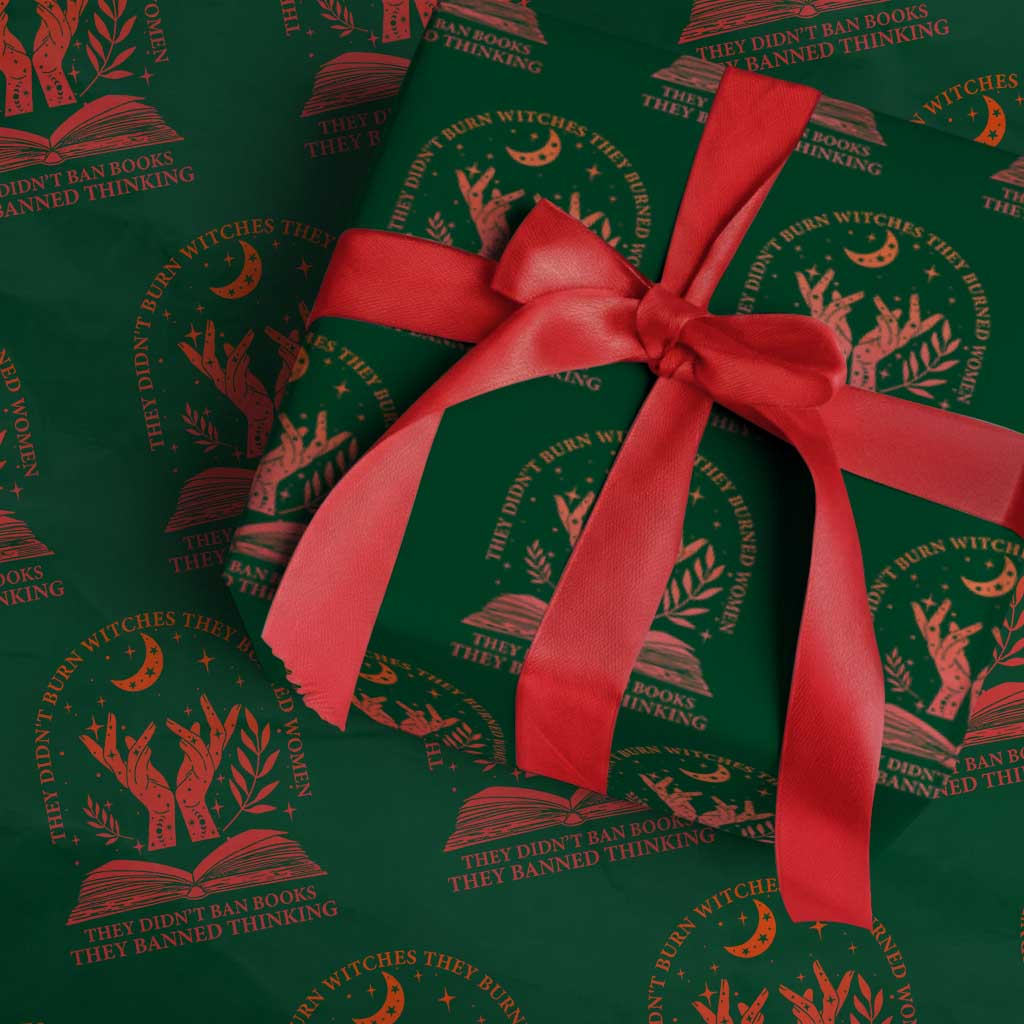 Feminist Witch Wrapping Paper Roll They Didnt Burn Witches Women Halloween Feminism TS10 Green Print Your Wear