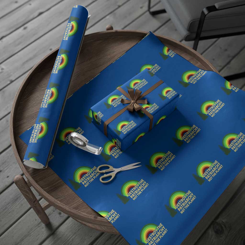 Feminist Wrapping Paper Roll Destroy The Patriarchy Not The Planet Feminism TS02 Blue Print Your Wear