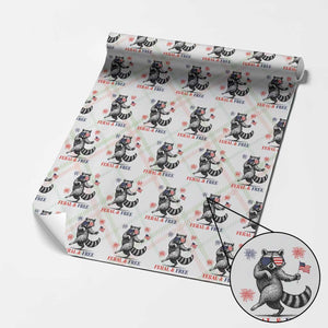 Feral and Free Dancing Raccoon Wrapping Paper Roll Funny 4th July Patriotic Animal US Flag and Fireworks TS02 Christmas Plaid Print Your Wear