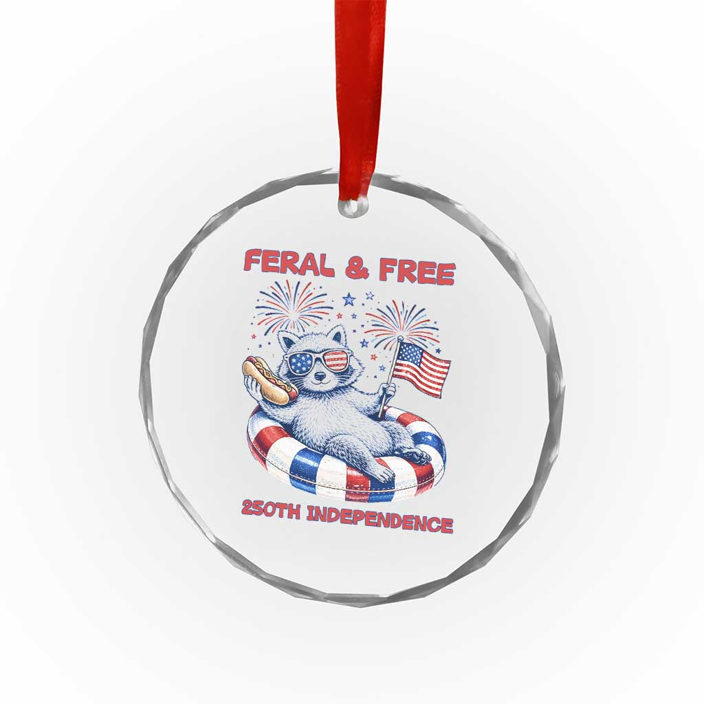 Feral and Free Funny Raccoon 4th of July Crystal Glass Ornament 250 Years Of Freedom TS14 Print Your Wear