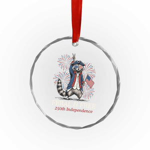 Feral and Free Funny Raccoon 4th of July Crystal Glass Ornament USA 250 Years Freedom Independence Anniversary Gift TS14 Print Your Wear