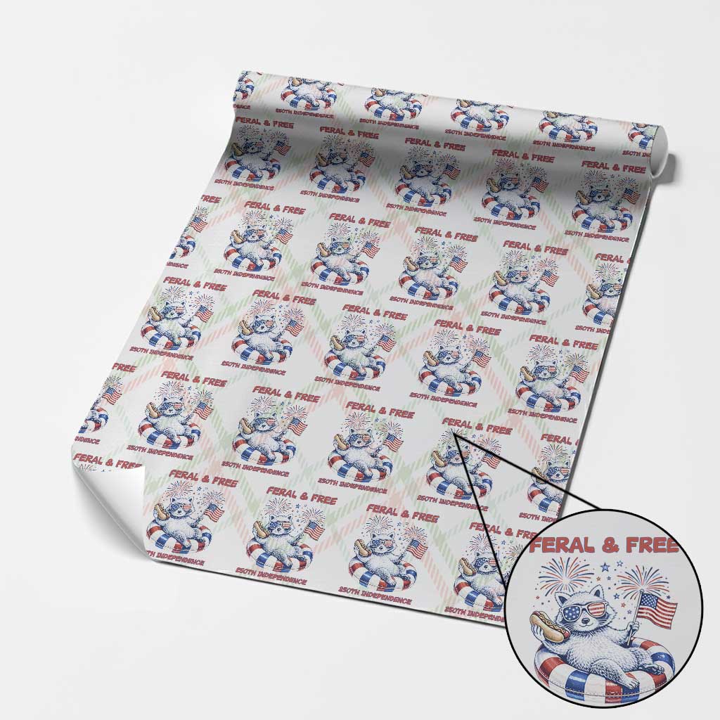 Feral and Free Funny Raccoon 4th of July Wrapping Paper Roll 250 Years Of Freedom TS14 Christmas Plaid Print Your Wear
