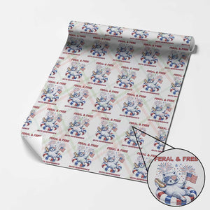 Feral and Free Funny Raccoon 4th of July Wrapping Paper Roll 250 Years Of Freedom TS14 Christmas Plaid Print Your Wear