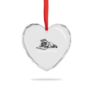 Feral But Well Read Heart Crystal Glass Ornament Funny Raccoon Reading Book Lover TS14 Print Your Wear