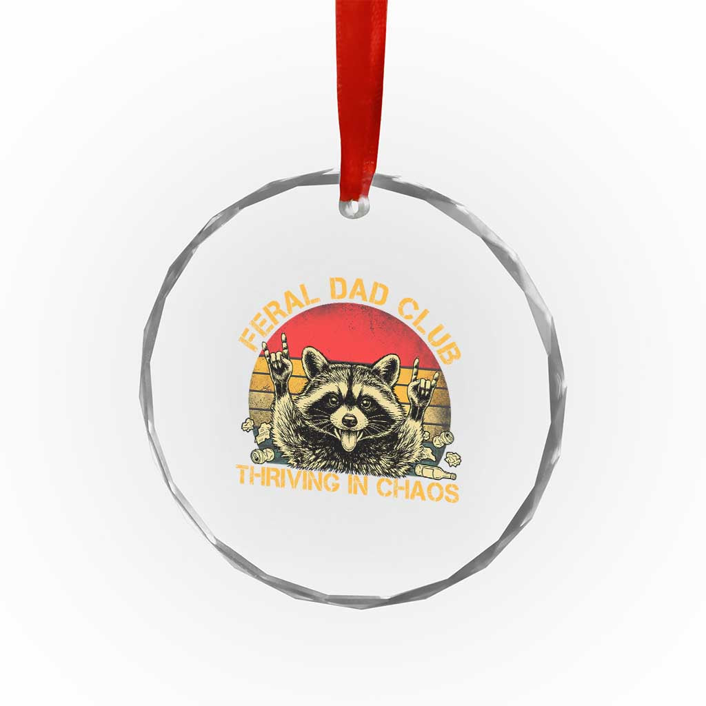 Feral Dad Club Crystal Glass Ornament Funny Raccoon Dad Retro Fathers Day Gift TS10 Print Your Wear