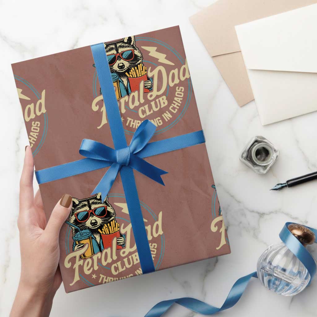 Feral Dad Club Wrapping Paper Roll Funny Raccoon Dad Birthday Fathers Day Gift TS10 Mocha Print Your Wear