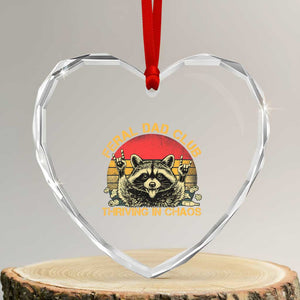 Feral Dad Club Heart Crystal Glass Ornament Funny Raccoon Dad Retro Fathers Day Gift