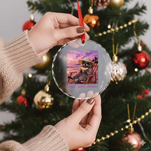 Feral Girl Summer Crystal Glass Ornament Funny Raccoon Summer Beach Meme TS14 Print Your Wear