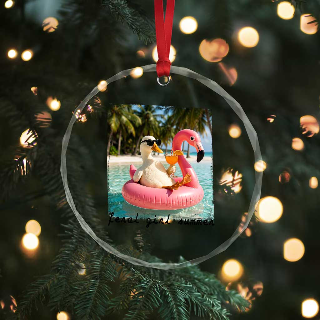 Feral Girl Summer Crystal Glass Ornament Silly Goose Summer Beach Meme TS14 Print Your Wear