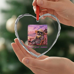 Feral Girl Summer Heart Crystal Glass Ornament Funny Raccoon Summer Beach Meme TS14 Print Your Wear