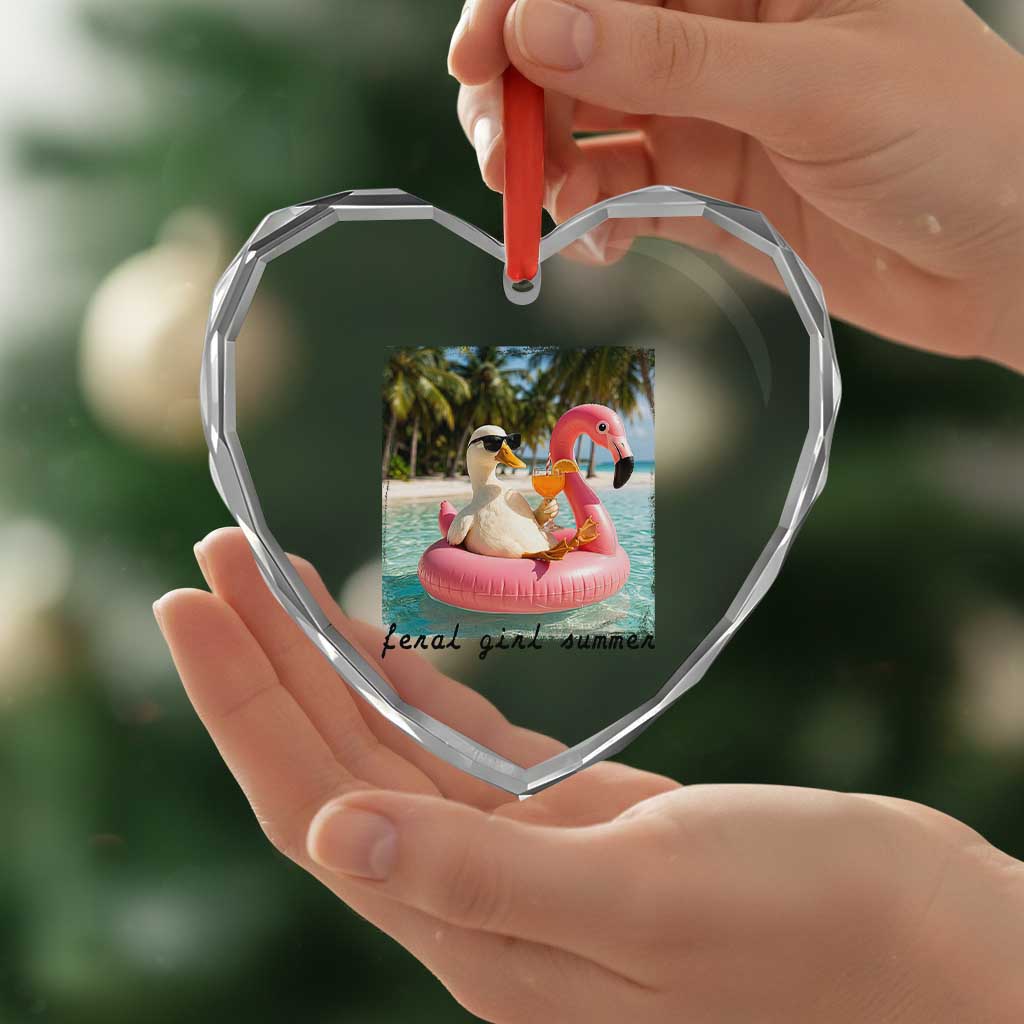 Feral Girl Summer Heart Crystal Glass Ornament Silly Goose Summer Beach Meme TS14 Print Your Wear