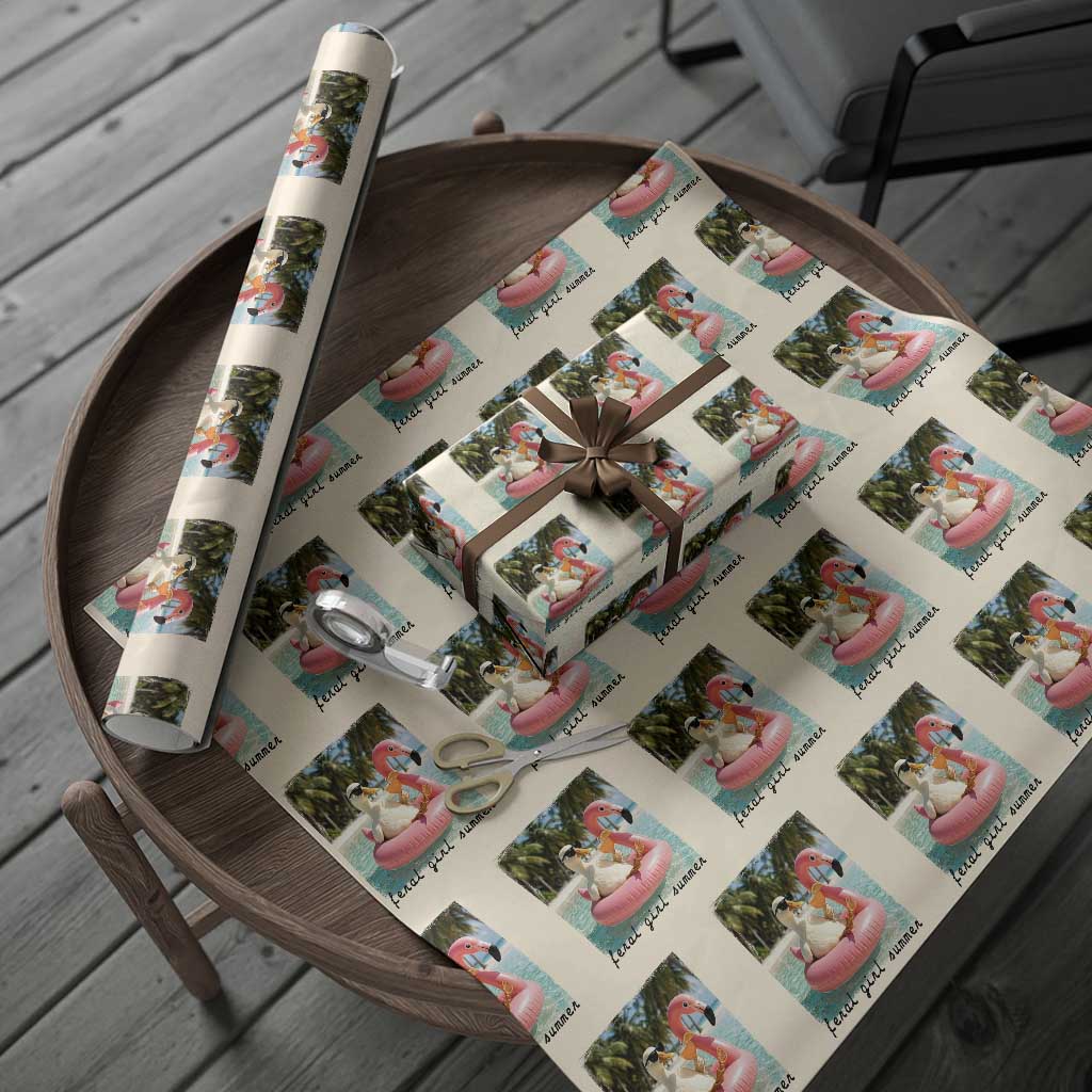 Feral Girl Summer Wrapping Paper Roll Silly Goose Summer Beach Meme TS14 Beige Print Your Wear