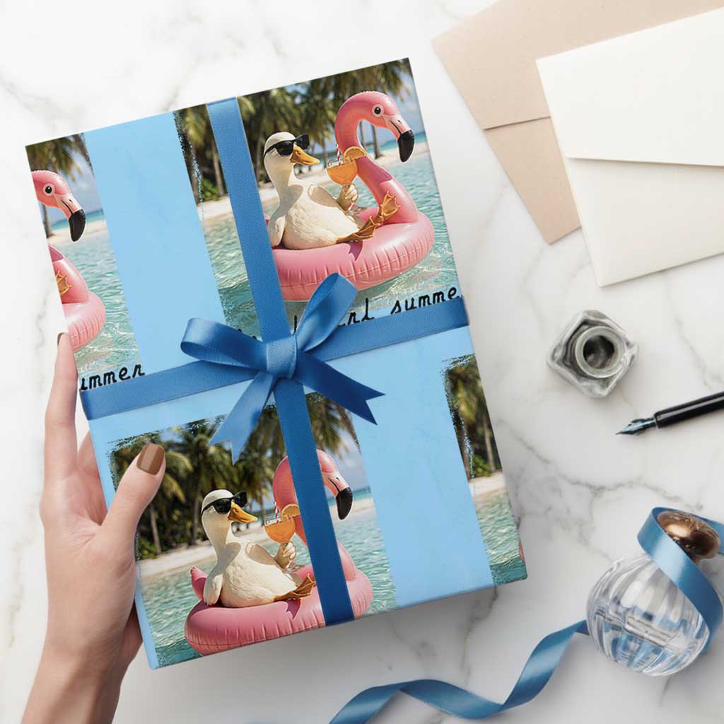 Feral Girl Summer Wrapping Paper Roll Silly Goose Summer Beach Meme TS14 Light Blue Print Your Wear