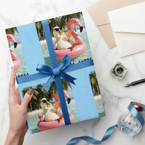 Feral Girl Summer Wrapping Paper Roll Silly Goose Summer Beach Meme TS14 Light Blue Print Your Wear