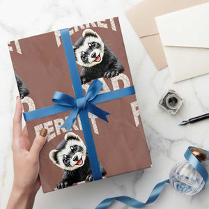 Ferret Dad Life Wrapping Paper Roll Cute Exotic Animal Parent Gift TS12 Mocha Print Your Wear
