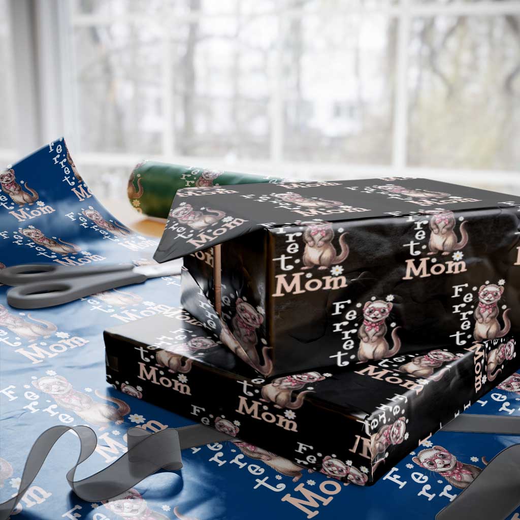 Ferret Mom Life Wrapping Paper Roll Funny Cute Polecat Ferret Lover TS12 Black Print Your Wear