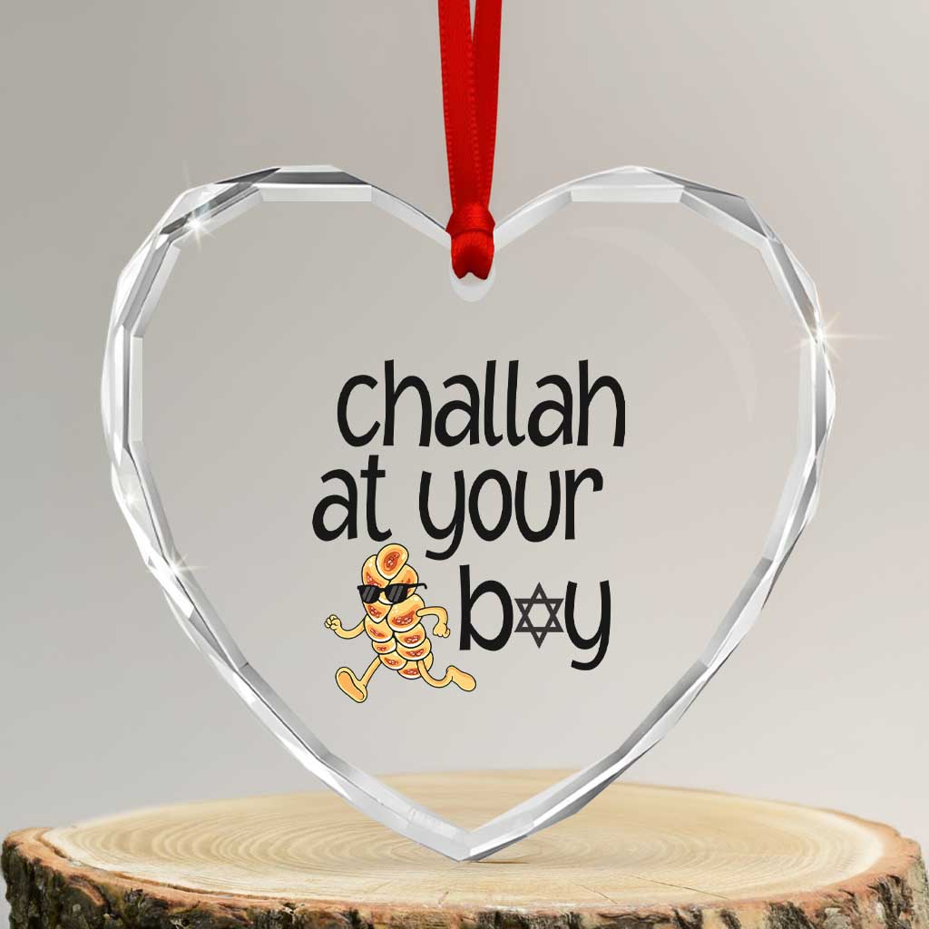 Festival Of Lights Gift Heart Crystal Glass Ornament Hanukkah Challah At Ya Boy TS12 Transparent Glass 3'' Heart Print Your Wear
