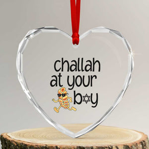 Festival Of Lights Gift Heart Crystal Glass Ornament Hanukkah Challah At Ya Boy TS12 Transparent Glass 3'' Heart Print Your Wear
