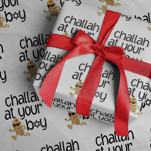 Festival Of Lights Gift Wrapping Paper Roll Hanukkah Challah At Ya Boy TS12 White Print Your Wear