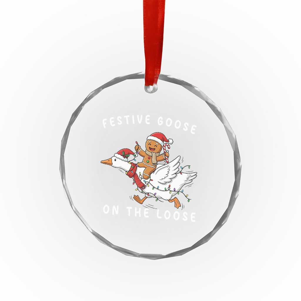 Festive Goose On The Loose Christmas Crystal Glass Ornament Funny Goose Gingerbread Xmas TS14 Print Your Wear