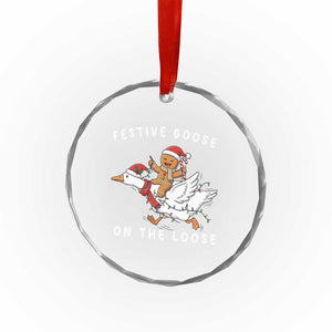 Festive Goose On The Loose Christmas Crystal Glass Ornament Funny Goose Gingerbread Xmas TS14 Print Your Wear