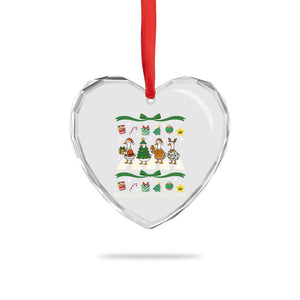 Festive Goose On The Loose Christmas Heart Crystal Glass Ornament Cute Xmas Duck Silly Gooses Coquette Bow TS10 Print Your Wear