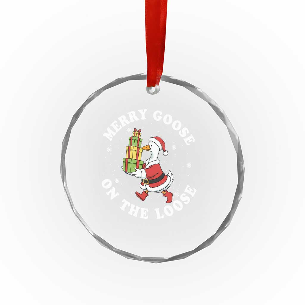 Festive Goose on The Loose Crystal Glass Ornament Funny Goose Christmas Meme TS14 Print Your Wear